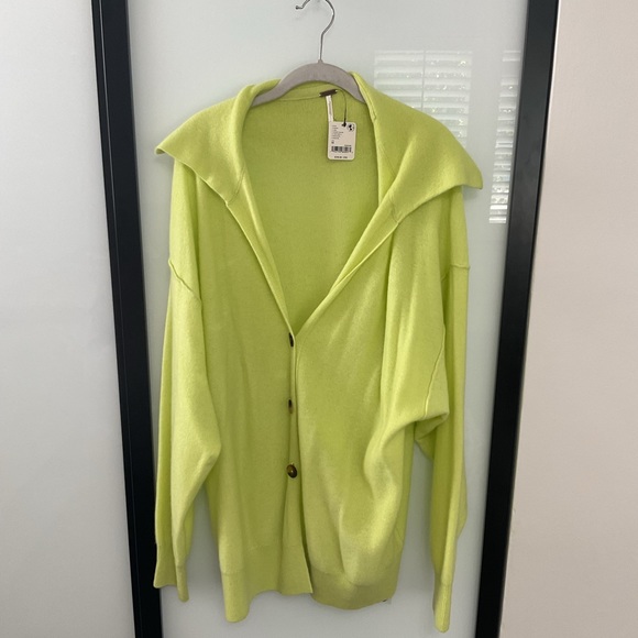Free People Oversized Cashmere Cardigan in Lime Green NWT - Picture 2 of 6